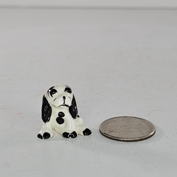 Hagen Renaker Cocker Spaniel Puppy Seated Black & White Miniature Figurine - Picture 6 of 10